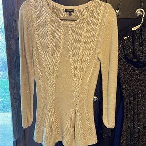 Cupio Gray Crew Neck Sweater with silver sparkle detail